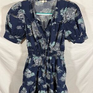 Entro Denim Blue Patterned Dress